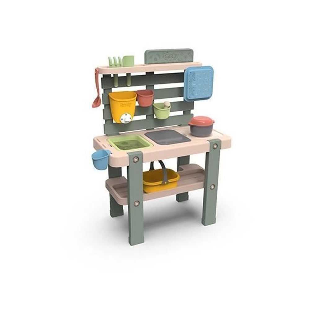 Life - mud kitchen - jeu de cuisine en extérieur - 15 accessoires - anti-uv - matiere recyclée - des 3 ans