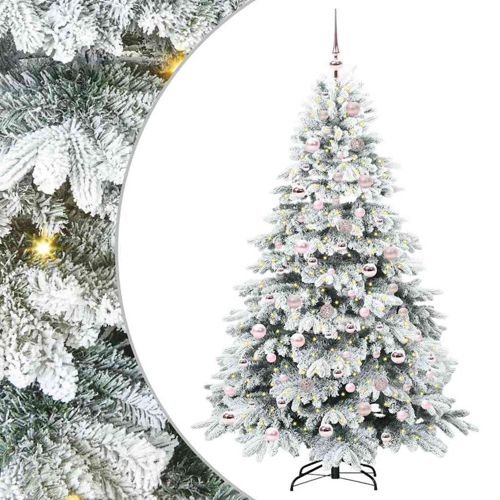 Sapin de noël artificiel avec 300 led blanc 180 cm pe et pvc