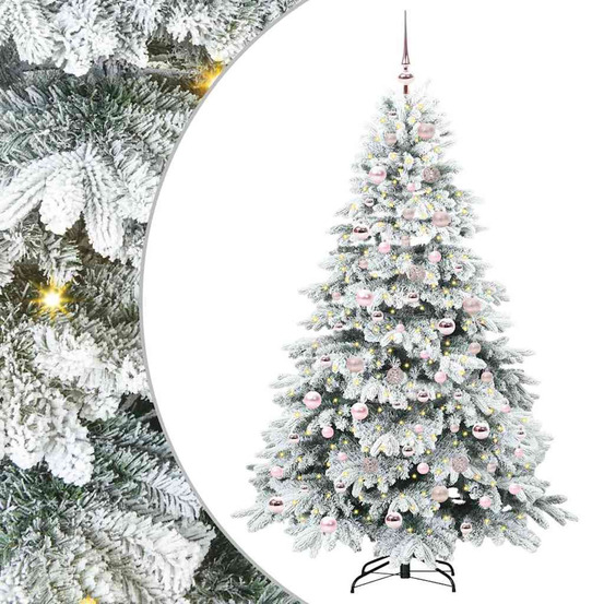 Sapin de noël artificiel avec 300 led blanc 180 cm pe et pvc