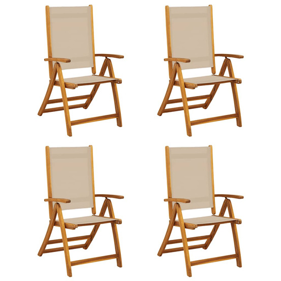 Chaises pliables de jardin lot de 4 bois d'acacia et textilène