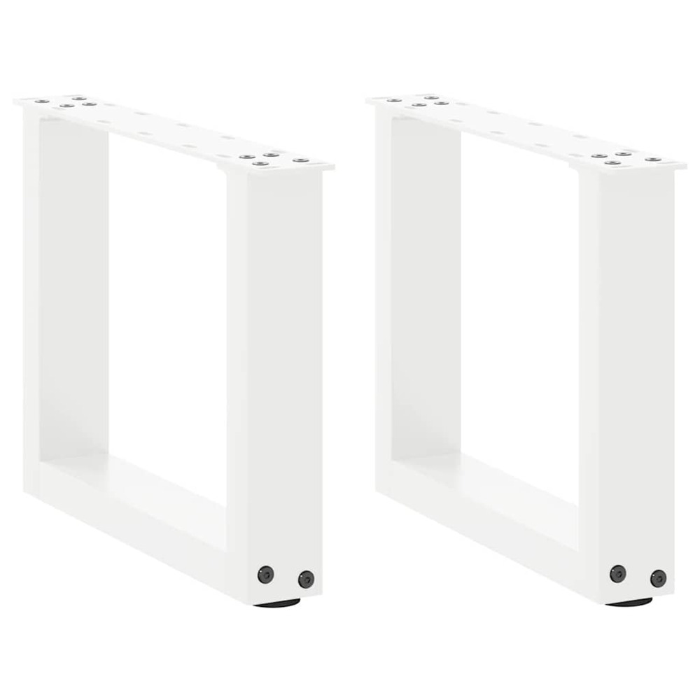 Pieds de table basse en u 2 pièces blanc 40 x (30-31) cm acier