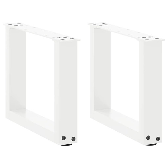 Pieds de table basse en u 2 pièces blanc 40 x (30-31) cm acier