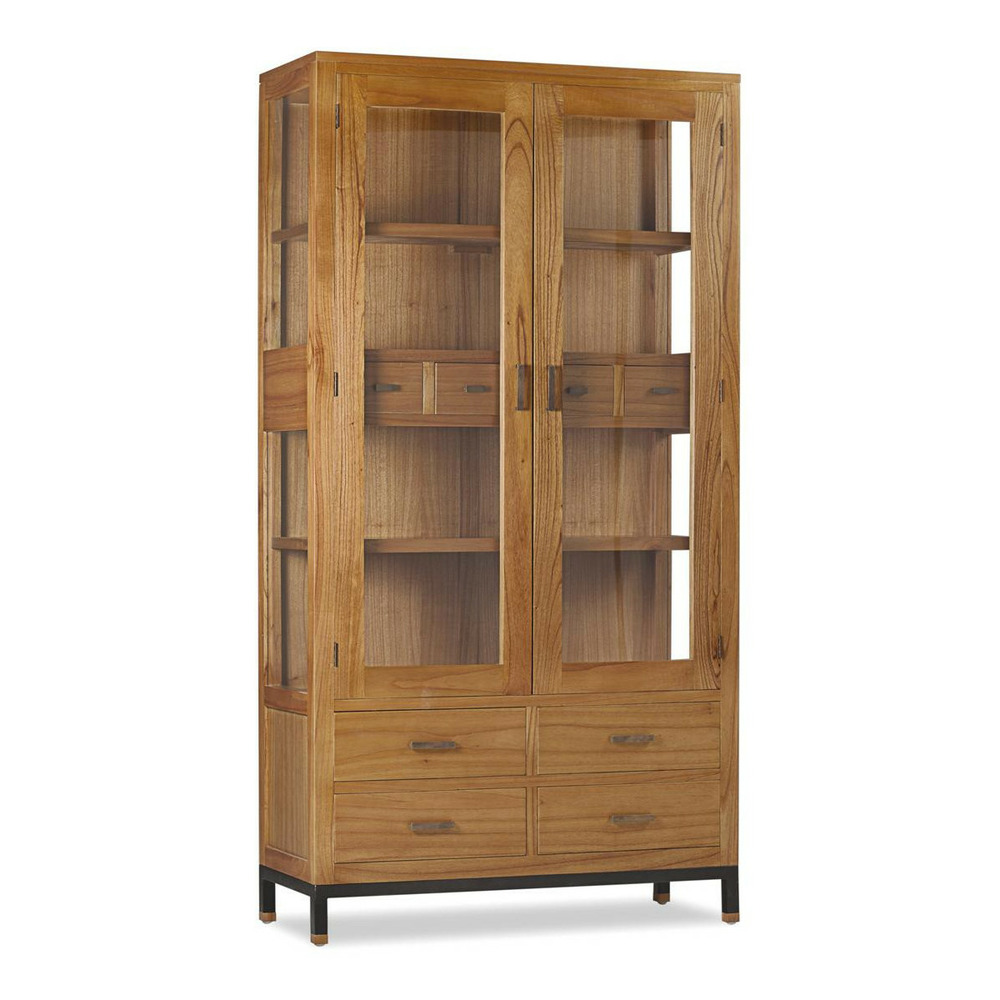 Vaisselier 8 tiroirs metal bois marron - xélina décoration d'autrefois