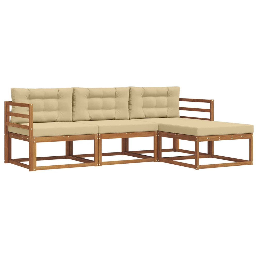 Ensemble de canapés d'extérieur 4 pcs naturel et beige