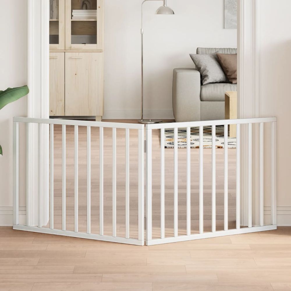 Barrière chien pliable 2 panneaux bois de peuplier sécurité 160x60cm blanc