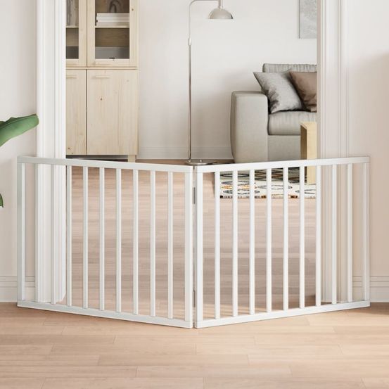 Barrière chien pliable 2 panneaux bois de peuplier sécurité 160x60cm blanc