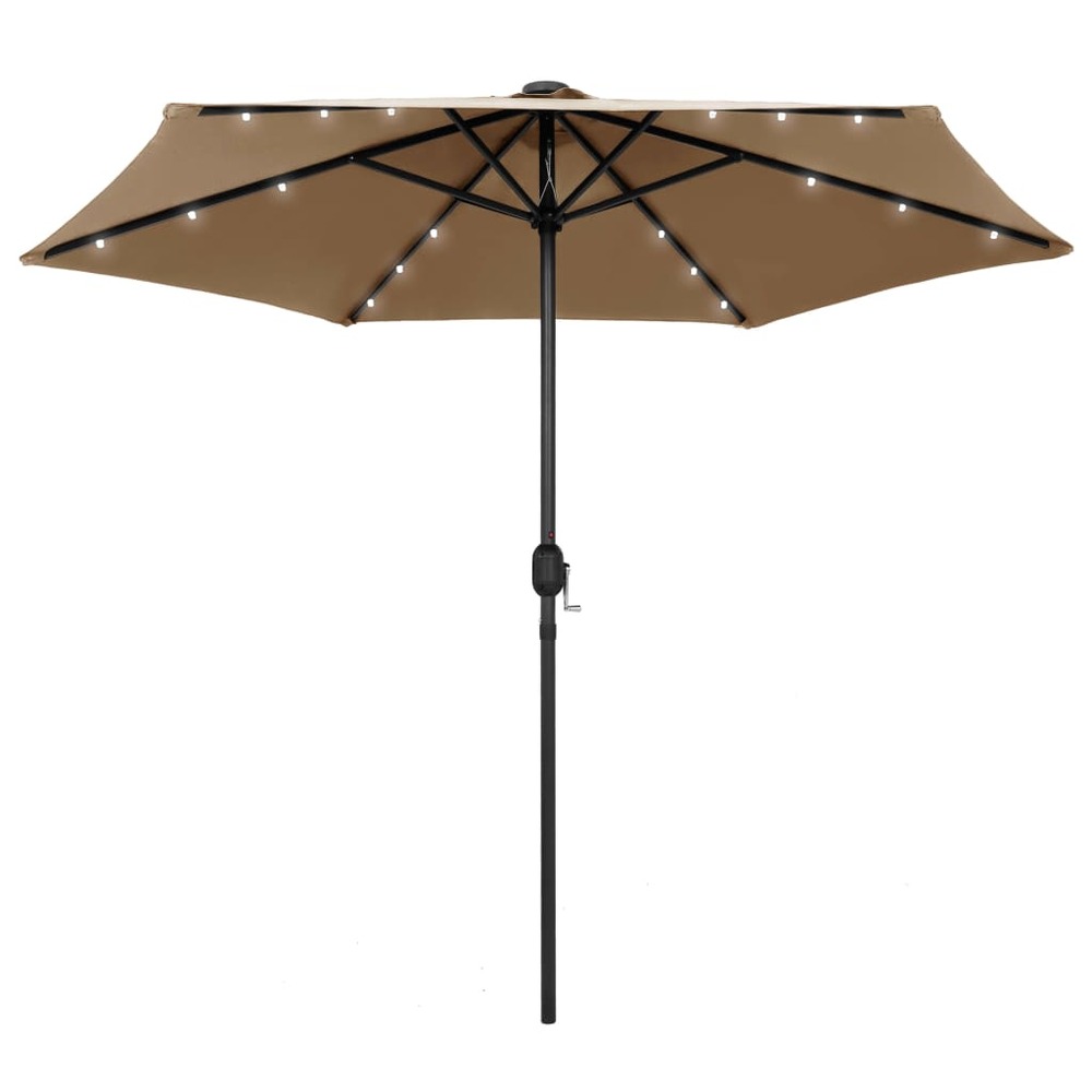 Parasol de jardin avec lumières led et mât en aluminium taupe