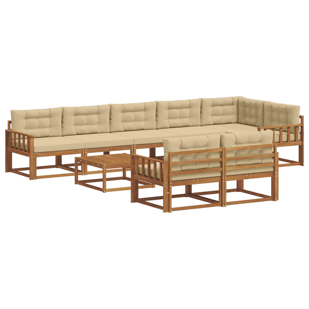 Ensemble de canapés d'extérieur 9 pcs naturel et beige