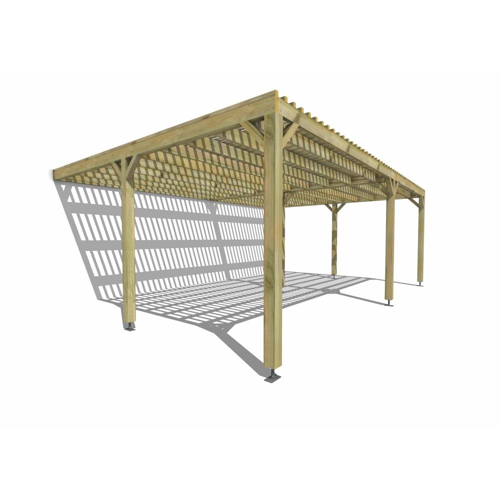 Pergola bois • 7m x 5m • adossée • sens largeur • lattage bois • livraison comprise
