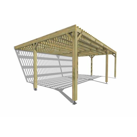 Pergola bois • 7m x 5m • adossée • sens largeur • lattage bois • livraison comprise