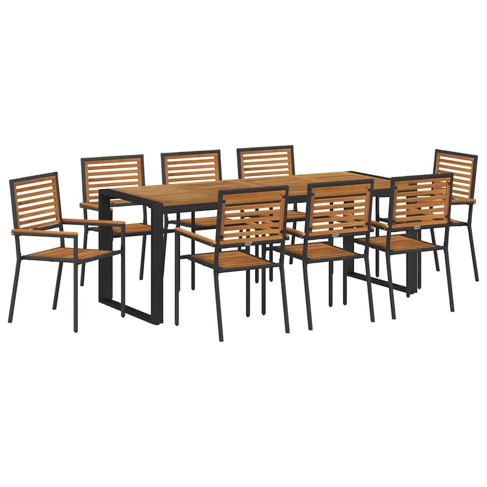 Ensemble de salle à manger pour jardin 9 pc noir et marron