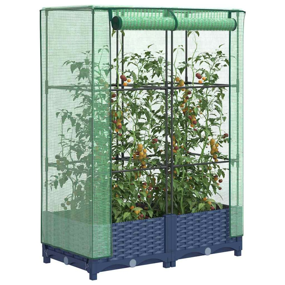 Jardinière surélevée avec housse aspect rotin 80x40x123 cm