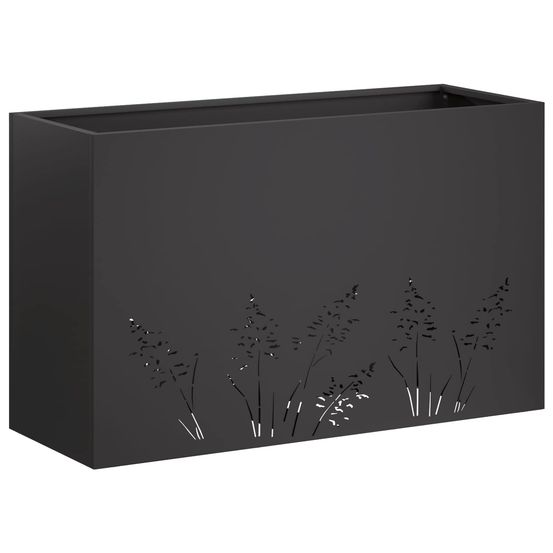 Cache-pot de jardin noir 80 x 30 x 49 cm acier laminé à froid