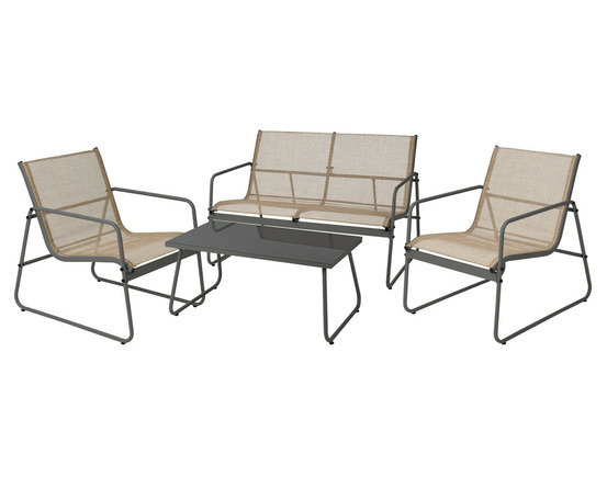 Pilar - salon bas de jardin 4 places - métal et résine tressée