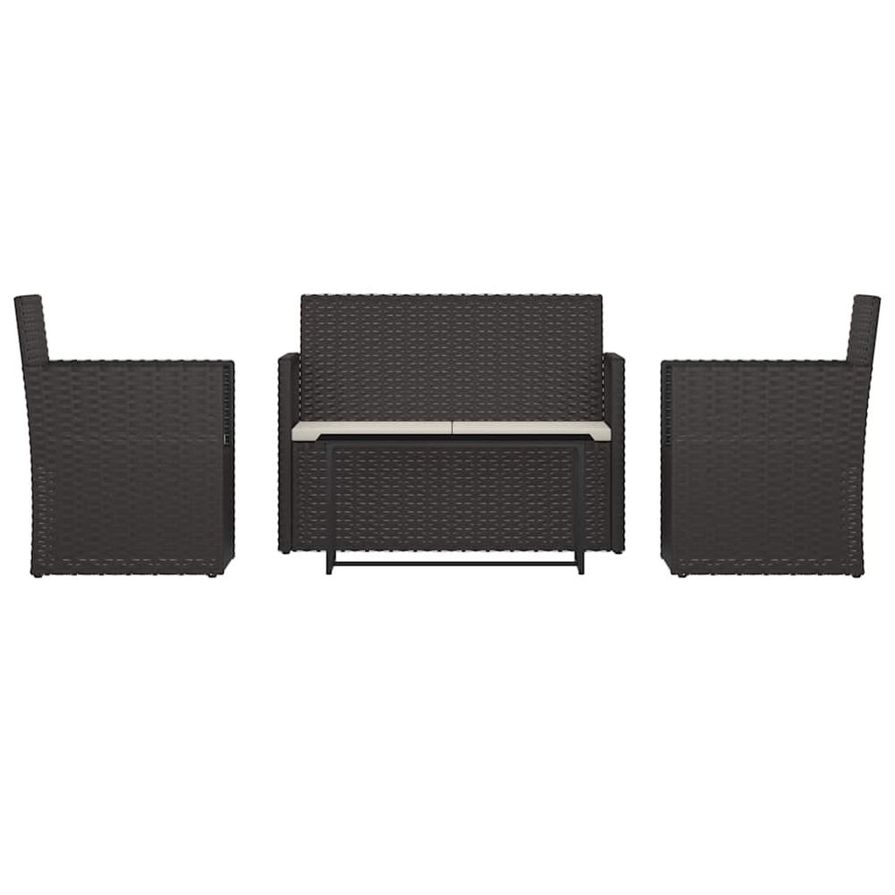 Mobilier d'extérieur 4 pcs avec coussins résine tressée noir