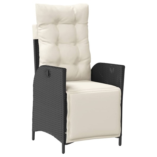 Chaise inclinable de jardin et repose-pied noir résine tressée
