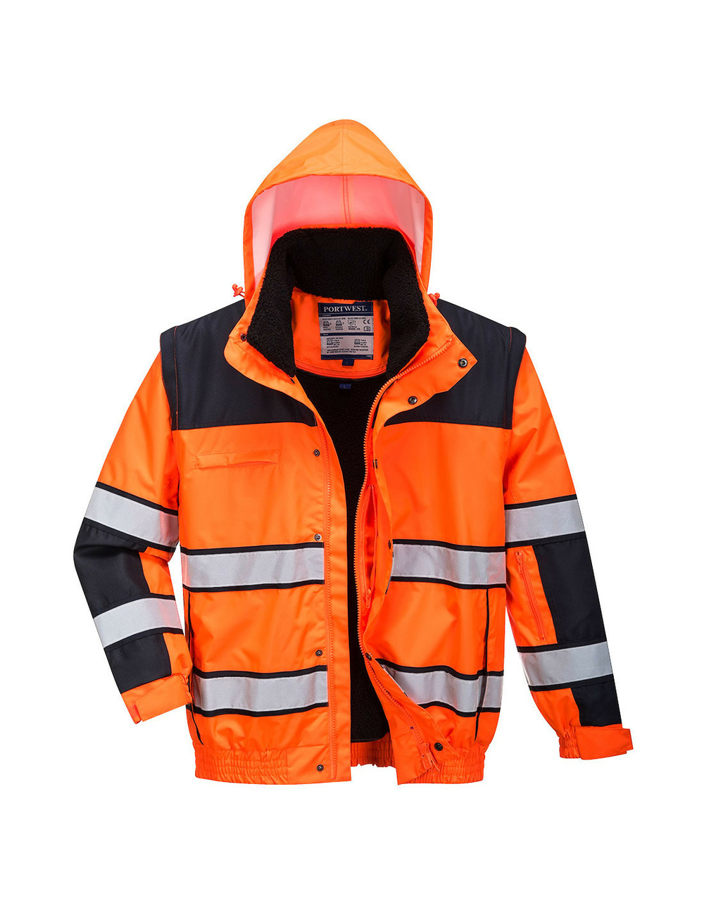Blouson hivis 3 en 1 couleur : orange/noir taille xl - portwest