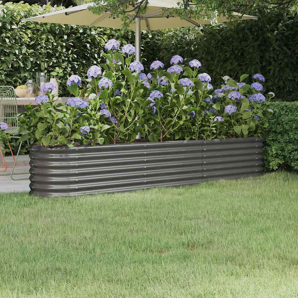Très grand potager surélevé acier galvanisé ovale gris 224x40x36 cm