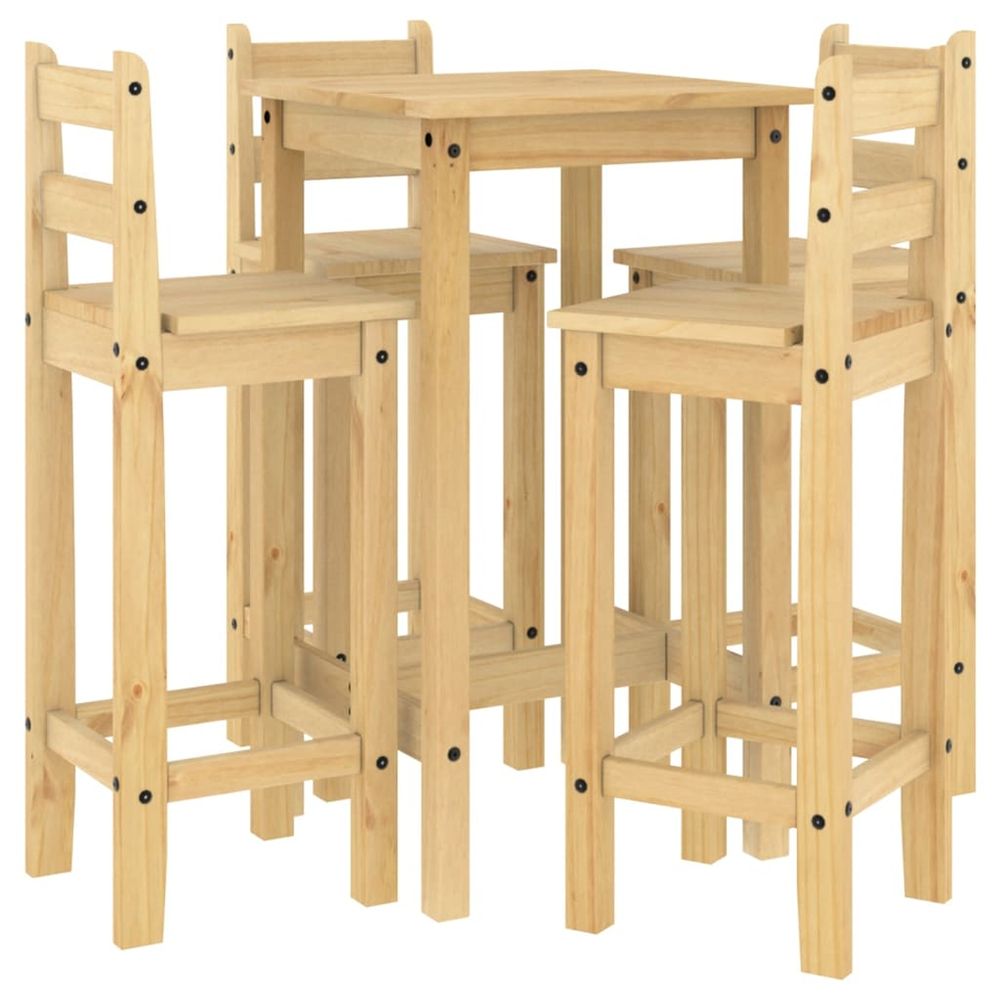 Ensemble de bar 5 pcs bois de pin massif