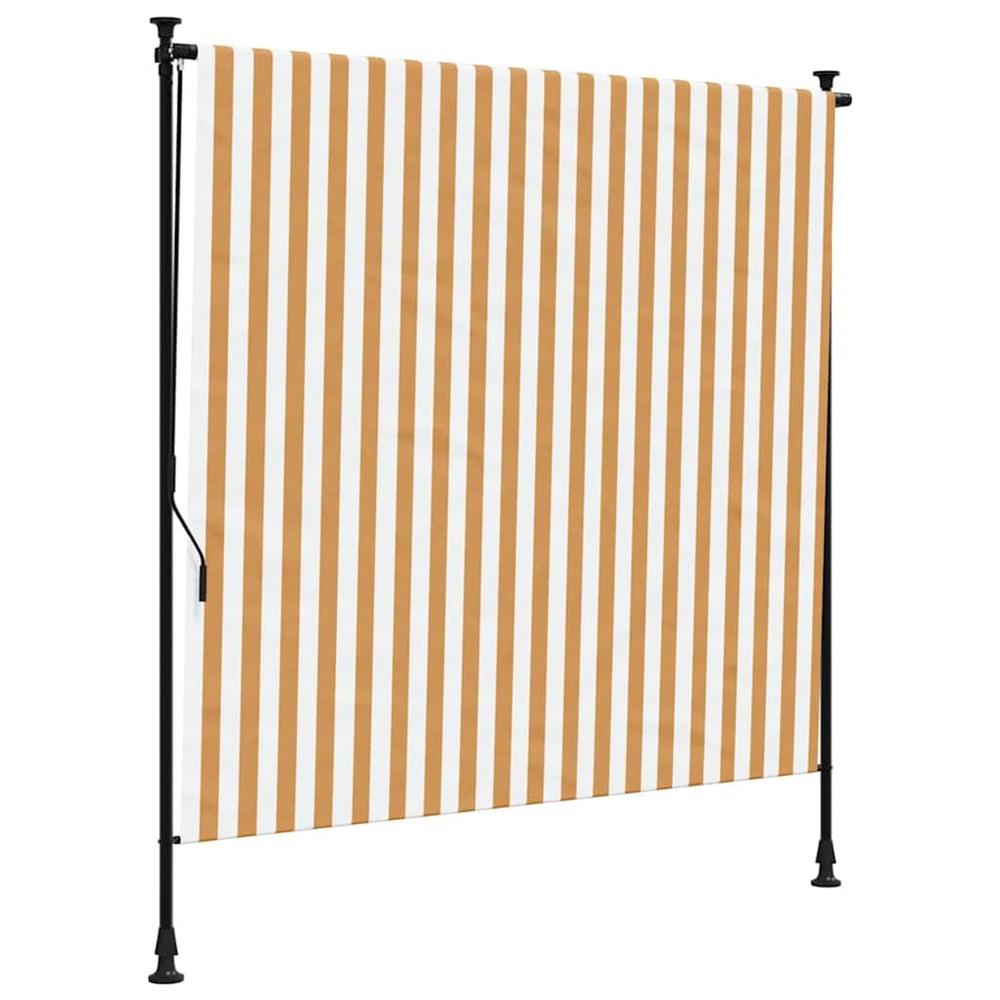 Store roulant d'extérieur orange et blanc 150x270cm tissu acier