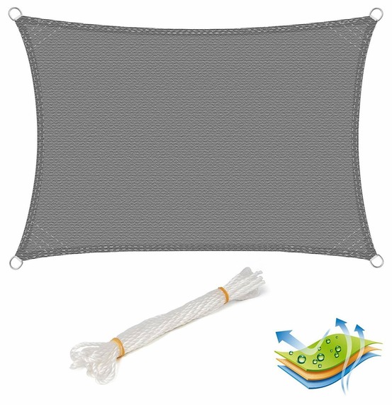 Voile d'ombrage pour jardin extérieur patio yard party bloc uv, 2x3m gris