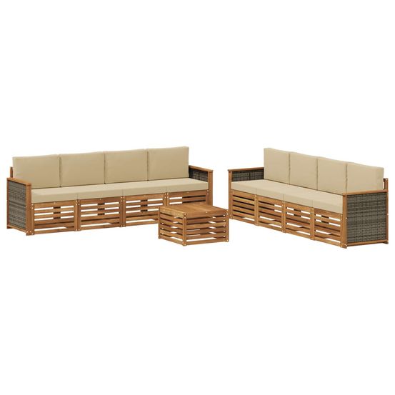 Ensemble de canapés d'extérieur 9 pc naturel et beige