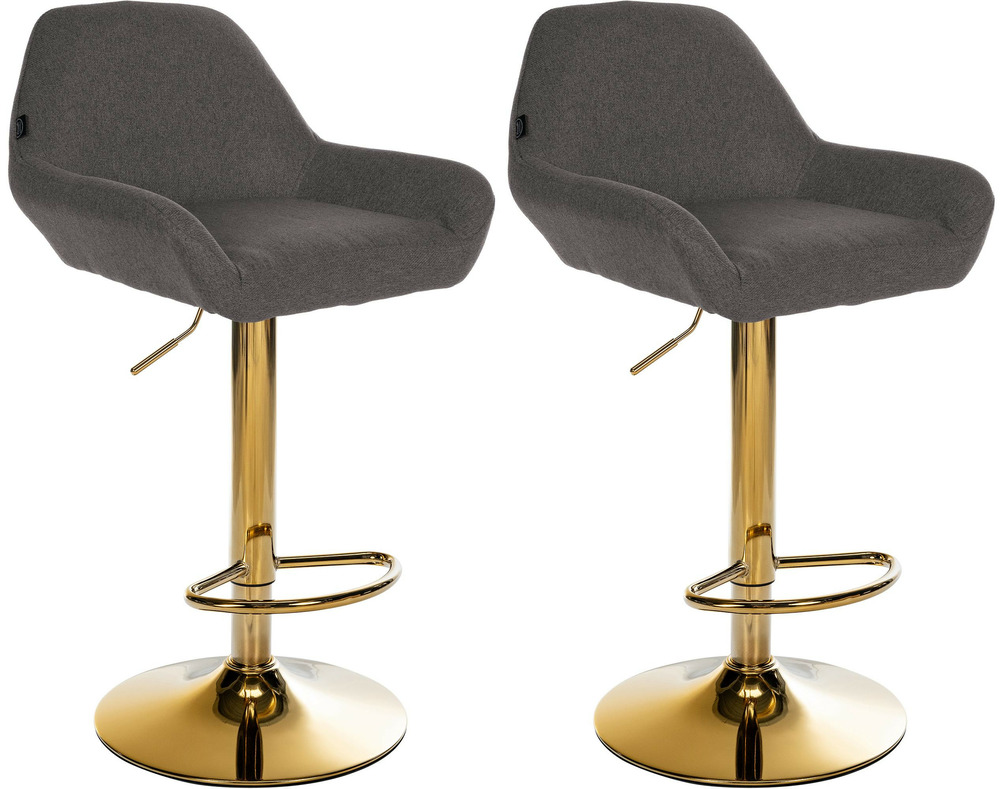 Lot de 2 tabourets de bar braga tissu doré