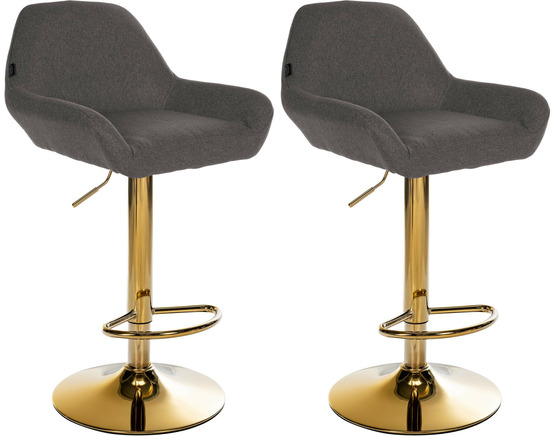 Lot de 2 tabourets de bar braga tissu doré