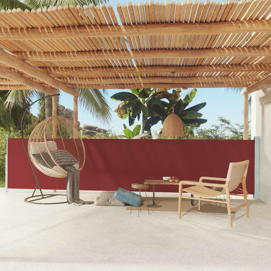 Auvent latéral rétractable de patio 117x600 cm rouge