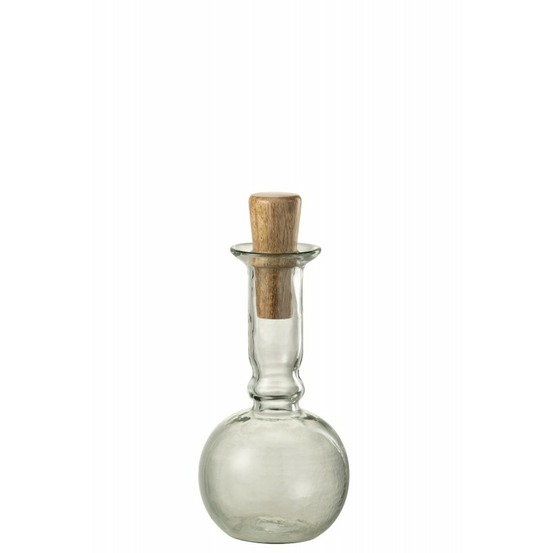 Vase bouteille ronde avec bouchon en verre transparent 12x12x25 cm
