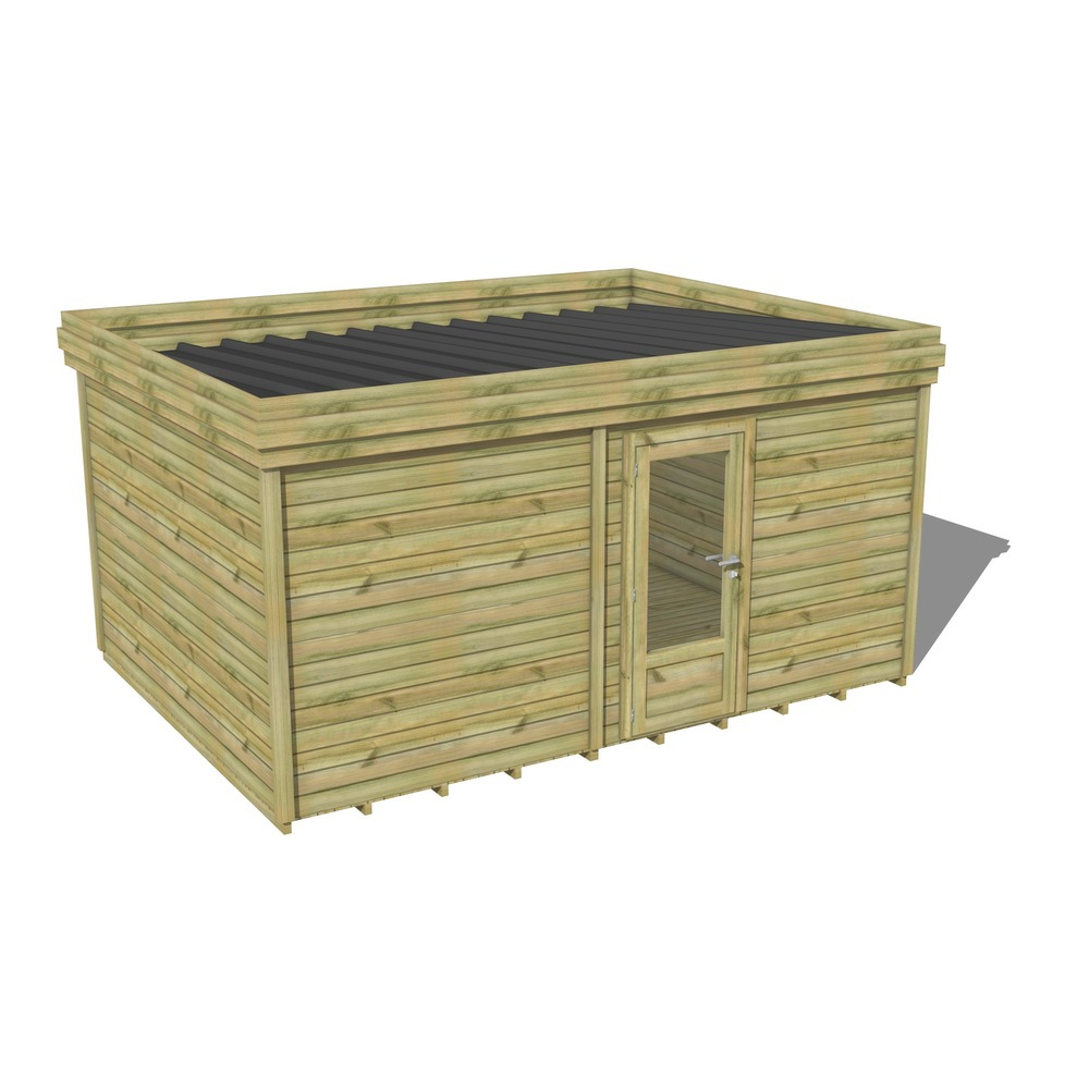 Abri de jardin bois pin traité autoclave 27mm - 4,69x3,44m / 16m2 - bac acier - plancher bois
