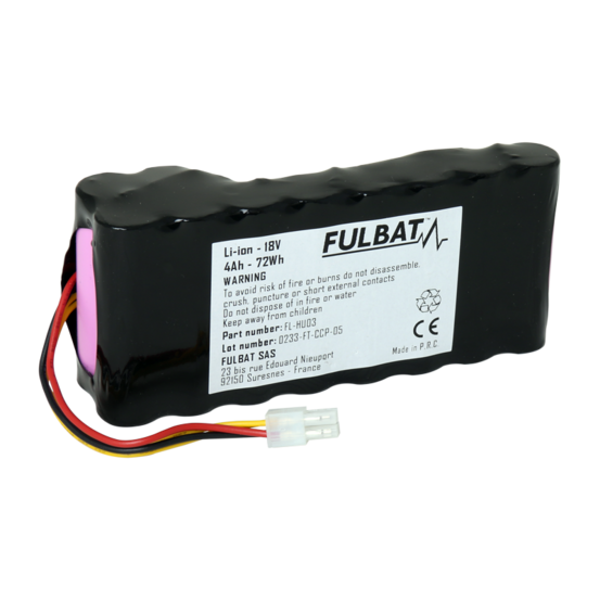 Batterie fl-hu03 lithium-ion fulbat 18v, 4ah, 72wh