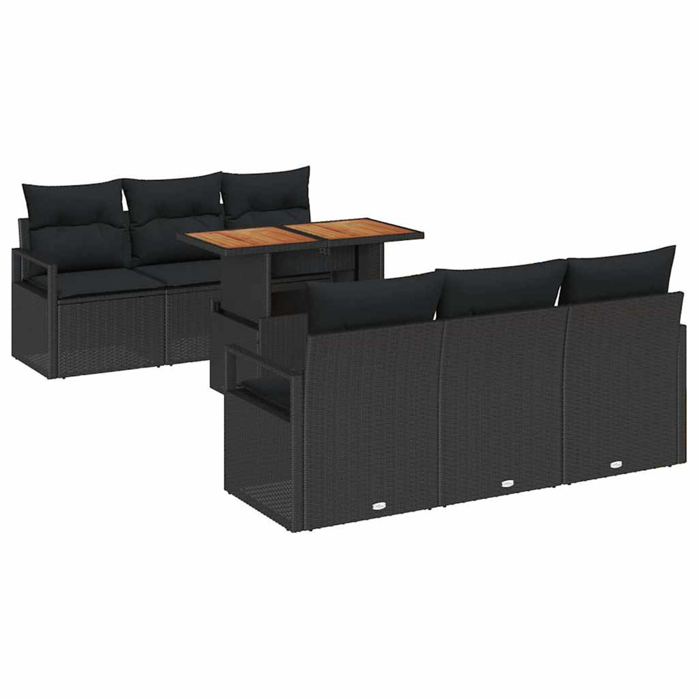 Ensemble de canapé de jardin avec coussin 7 pcs noir