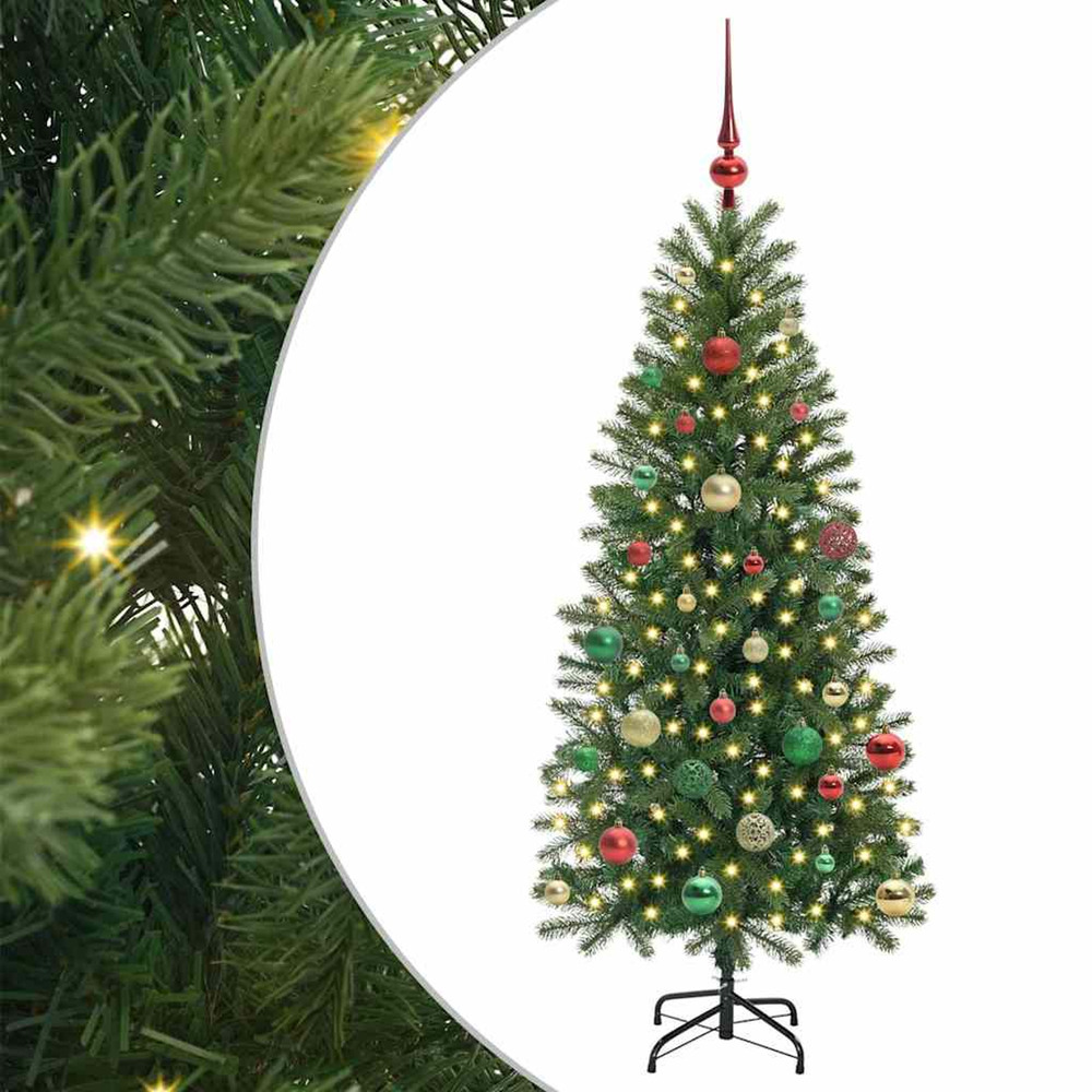 Sapin de noël artificiel avec 150 led vert 150 cm pe et pvc
