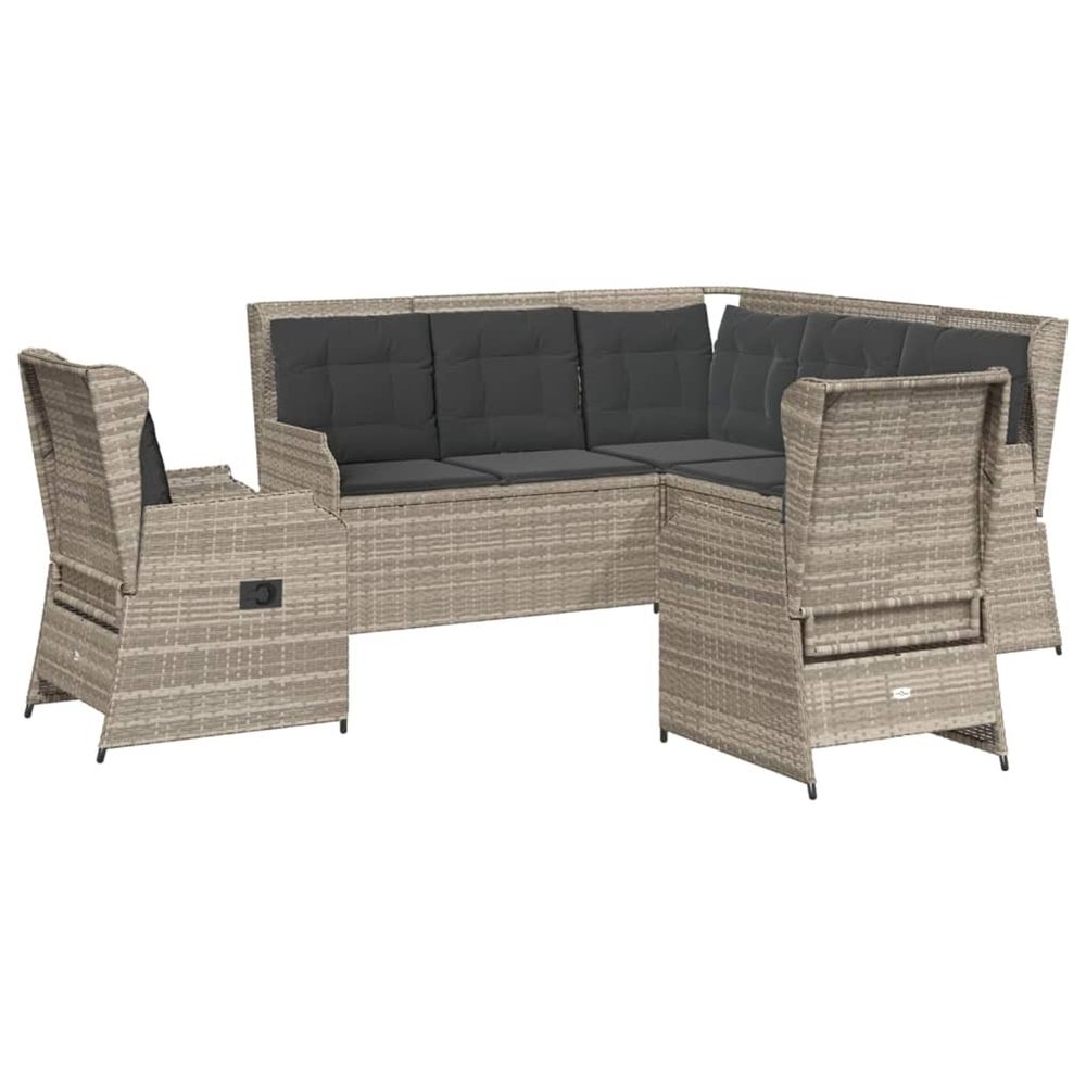 Salon de jardin 5 pcs avec coussins gris clair résine tressée