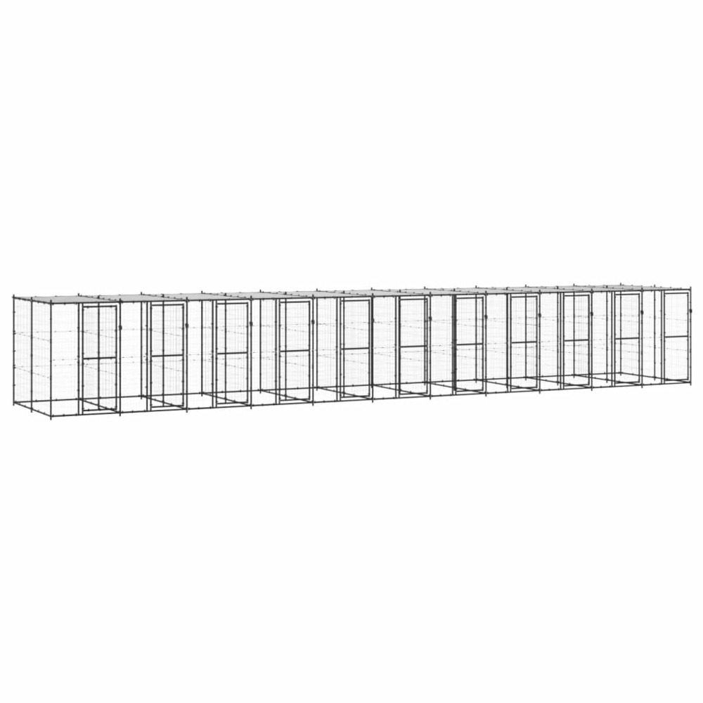 Chenil extérieur acier avec toit 26,62 m²