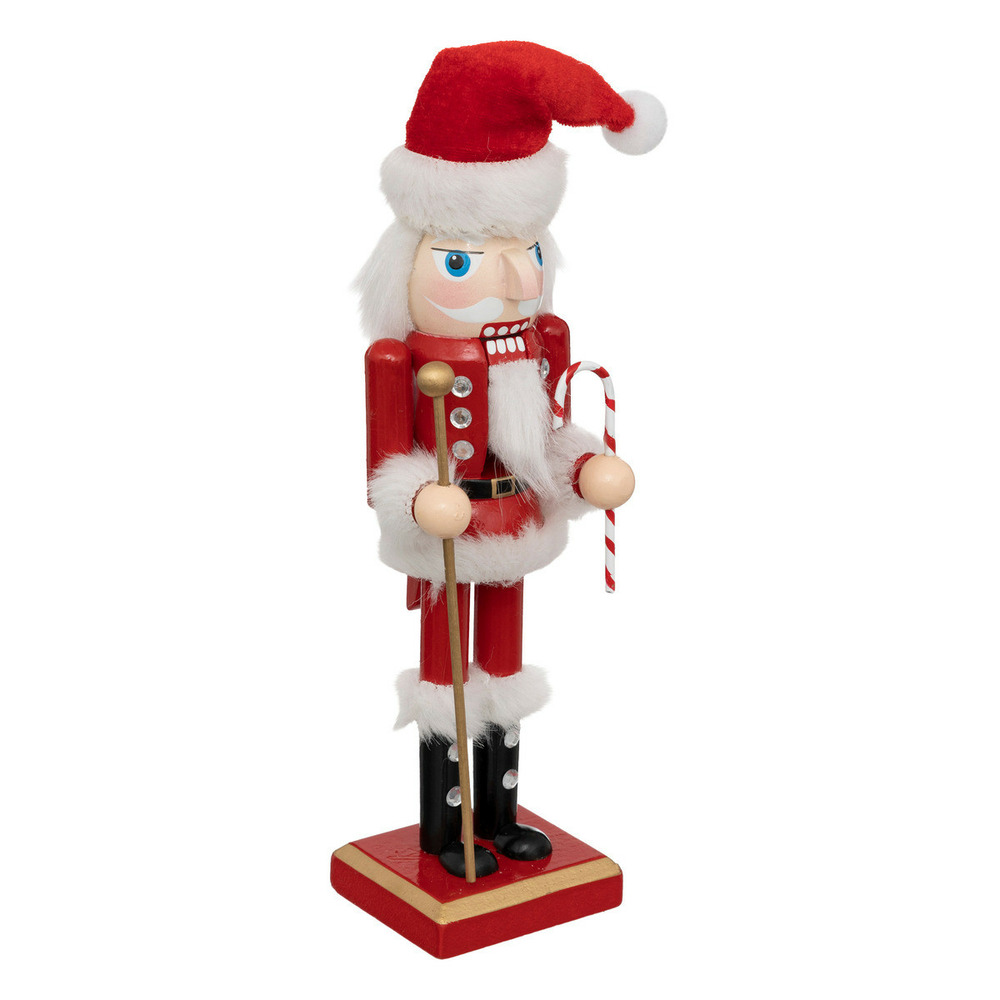 Déco de noël casse-noisette rouge et blanc en bois h 25 cm