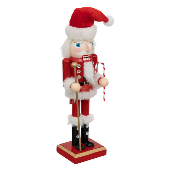 Déco de noël casse-noisette rouge et blanc en bois h 25 cm