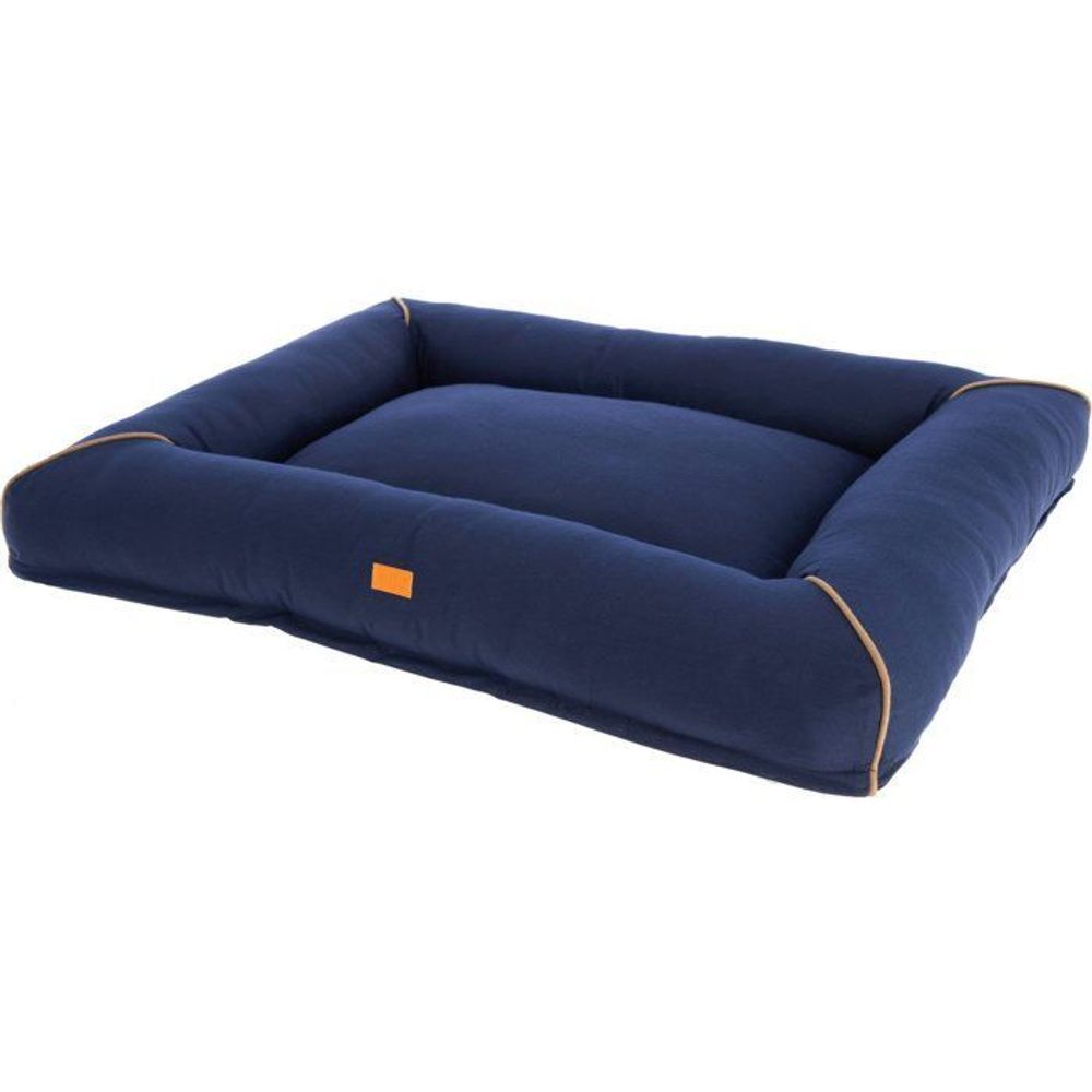 Corbeille jerome – bleu foncé / cognac – 110 × 90 × 10 cm