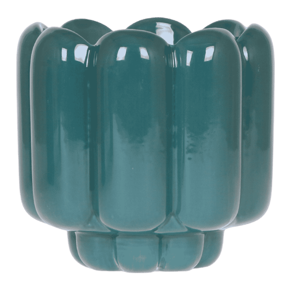 Cache-pot retro vert profond - ø12 cm x h15 cm
