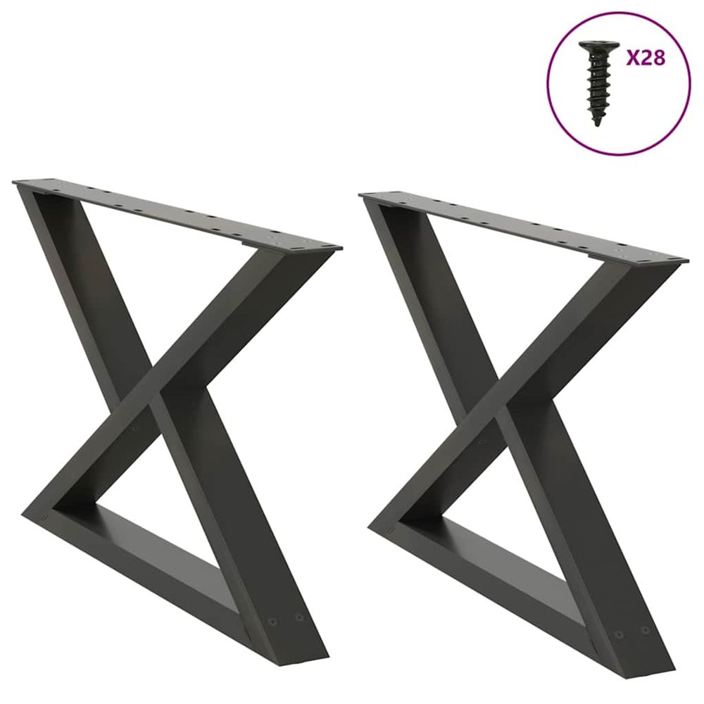 Pieds de table basse 2 pièces anthracite 70 x (42-43,3) cm acier