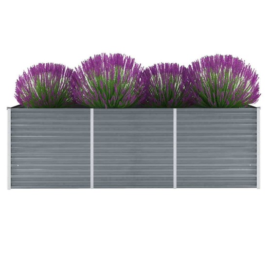 Lit surélevé de jardin acier galvanisé 240x80x77 cm gris
