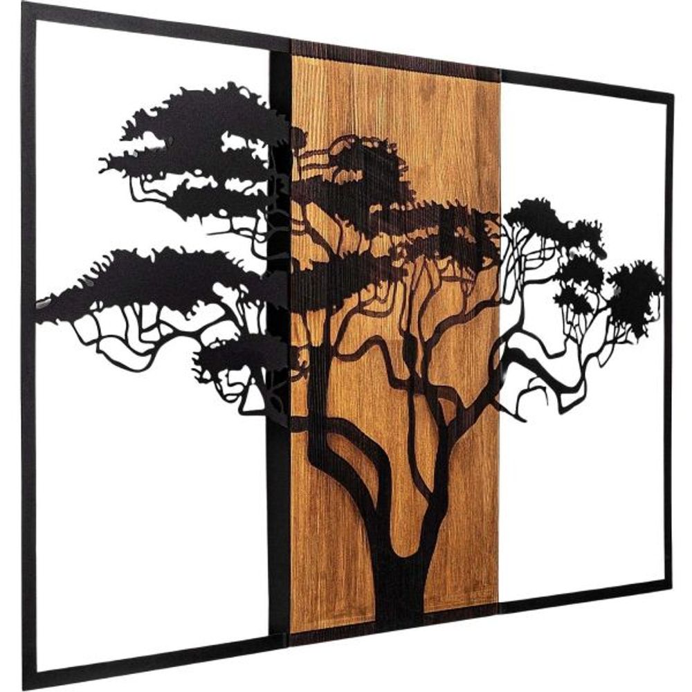 Décoration murale en bois et métal acacia tree