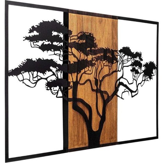 Décoration murale en bois et métal acacia tree