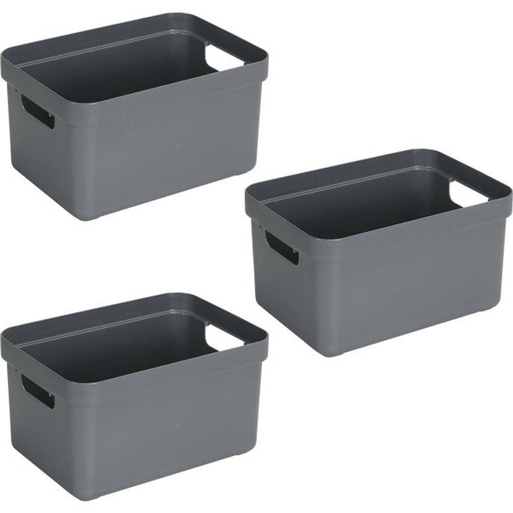 Boite de rangement sigma home box 13 l (lot de 3) gris