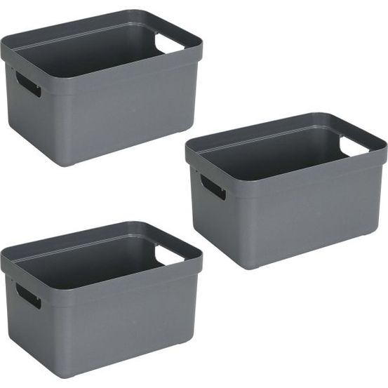 Boite de rangement sigma home box 13 l (lot de 3) gris