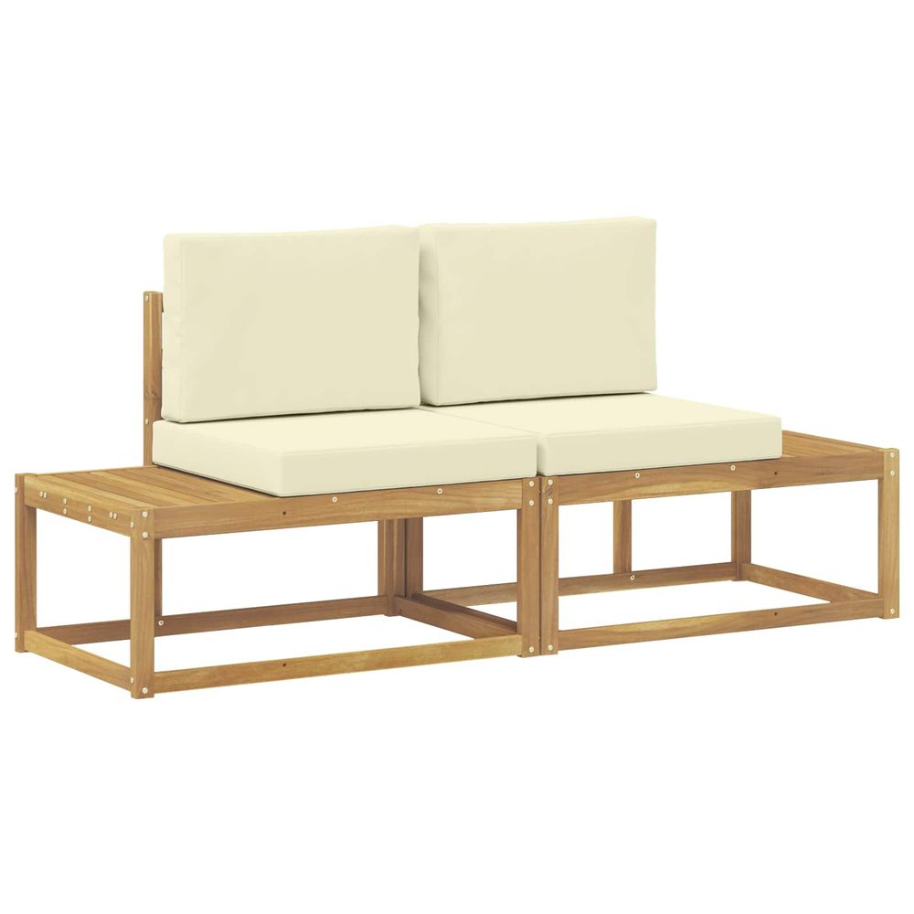 Canapé d'extérieur en bout 2 pièce blanc bois d'acacia massif