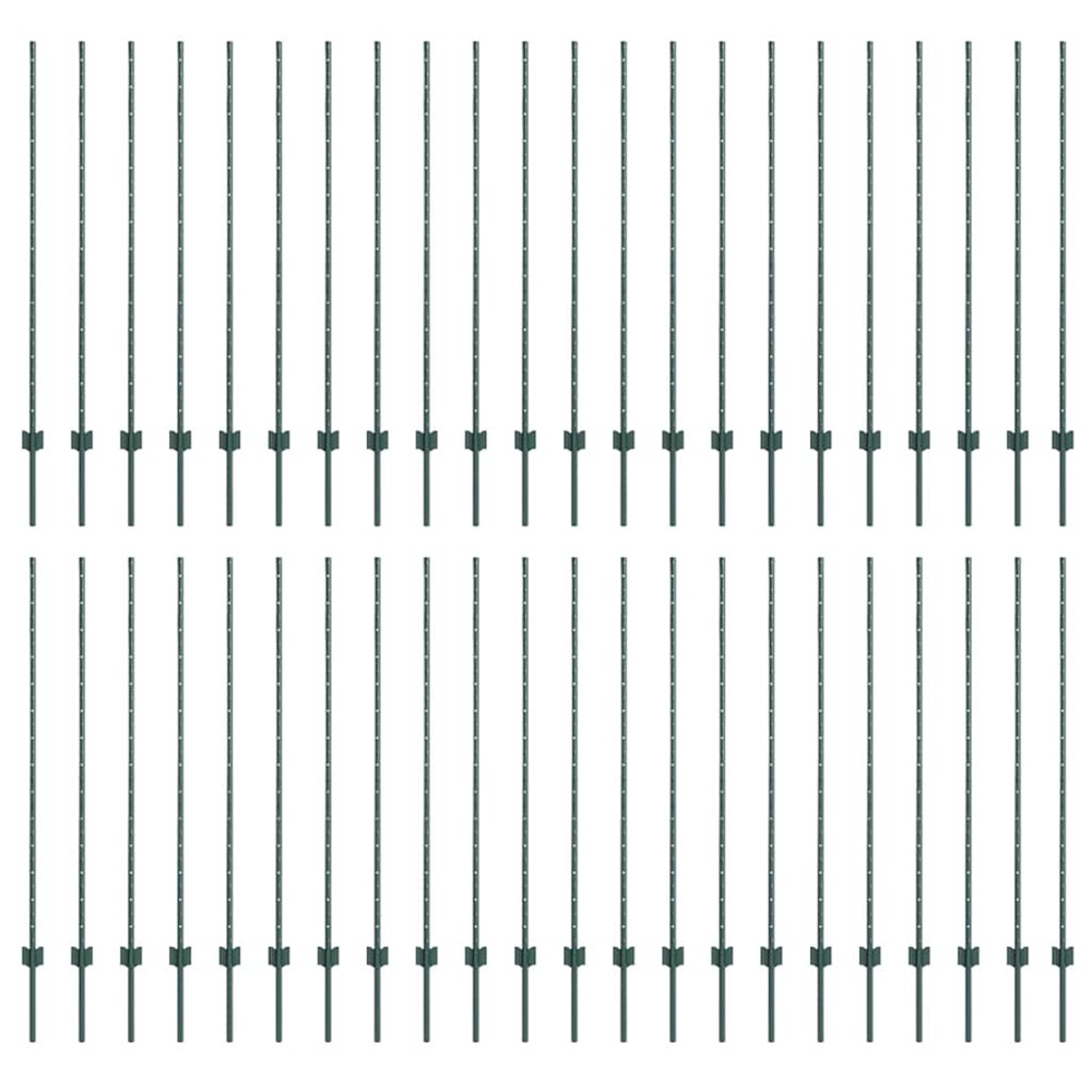 Poteau de clôture. 44 pcs vert 180 cm acier