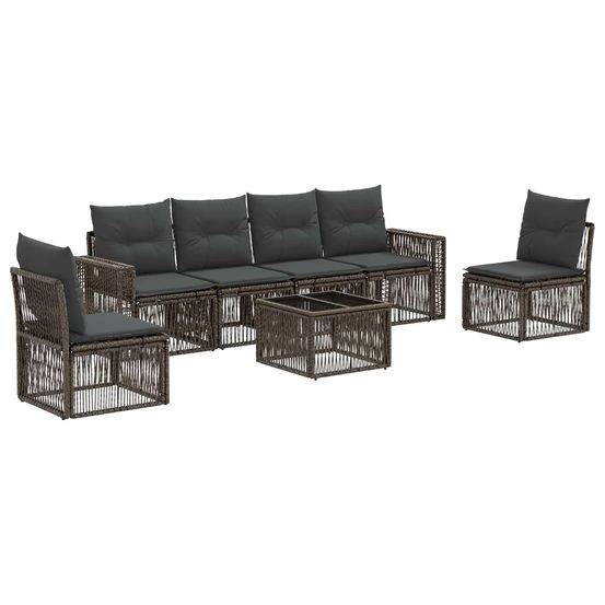 Ensemble de canapé de jardin 7 pc gris et gris foncé polyrotin