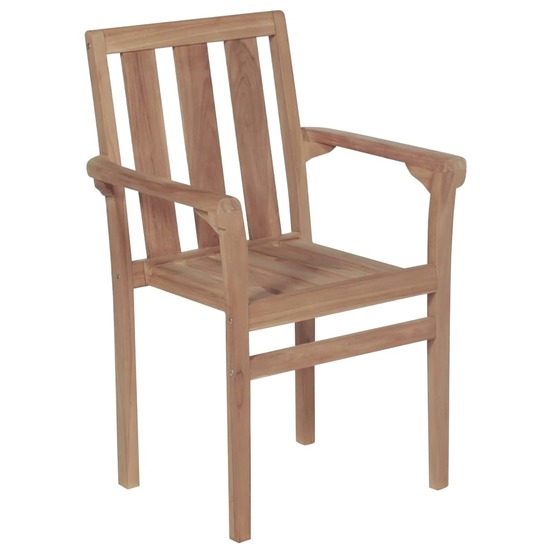 Chaises empilables de jardin lot de 2 bois de teck solide